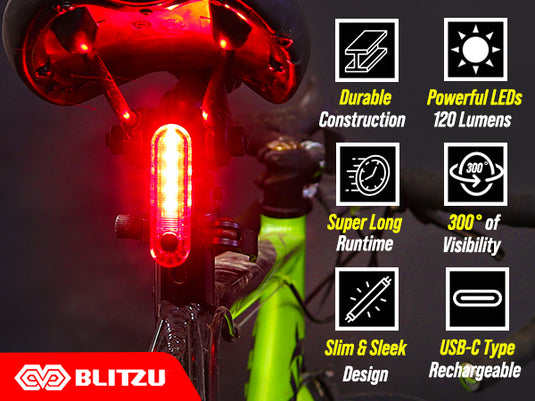 Cyborg™ USB-C Rechargeable 120T Bike Tail Light (2 Pack)