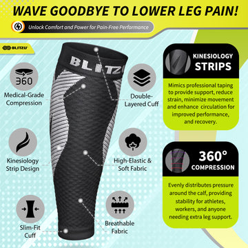 Load image into Gallery viewer, calf sleeves compression socks stockings for men leg women varicose veins treatment for legs shin splints pain relief support splint sleeves brace socks footless running sports coat band flag maximum calves run forever mmhg wide vein amnesia white sport and mens