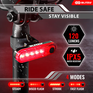 Load image into Gallery viewer, USB-C Rechargeable Bike Tail Light 2 Pack, Cyborg 120T Bright Red LED Bicycle Rear Light, Waterproof Helmet Lights, Cycling Flashlight Safety Reflectors Accessories, Fits Adult, Kids MTB