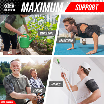 Load image into Gallery viewer, BLITZU Bicep & Tricep Tendonitis Brace Compression Sleeve. Upper Arm Brace Wrap Support Band for Pain Relief, Muscle Strains Recovery & Inflammation for Men & Women