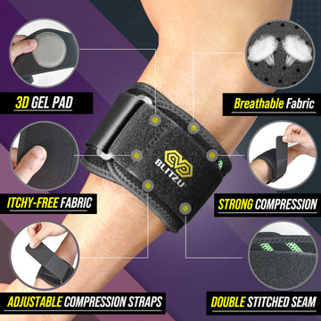Load image into Gallery viewer, elbow brace elbow sleeves tennis elbow Golfer elbow Golfers elbow elbow pain relief support protectors bandage wrap gym protector treatment padded fitness pad powerlifting elastic de compresion dolor wanderlust elbo weight lift sports soporte brazo tendinitis ace pads