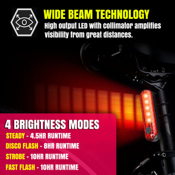 Load image into Gallery viewer, USB-C Rechargeable Bike Tail Light 2 Pack, Cyborg 120T Bright Red LED Bicycle Rear Light, Waterproof Helmet Lights, Cycling Flashlight Safety Reflectors Accessories, Fits Adult, Kids MTB