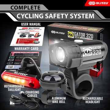 Load image into Gallery viewer, Gator™ 320 Bike Light Set With Headlight, Taillight & Bicycle Bell