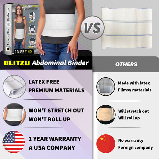 9", 3 Panels Abdominal Binder Postpartum Belly Band BLITZU