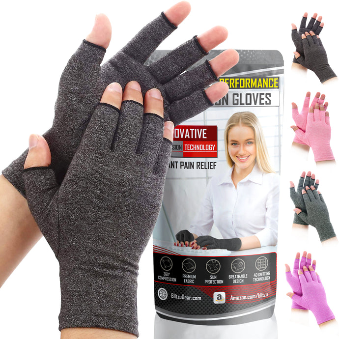 Fingerless Compression Arthritis Gloves | Support for Carpal Tunnel Syndrome, Gaming Wrist, Finger, Hand and Thumb Pain