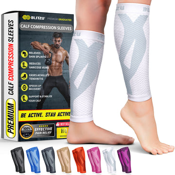 Load image into Gallery viewer, calf sleeves compression socks stockings for men leg women varicose veins treatment for legs shin splints pain relief support splint sleeves brace socks footless running sports coat band flag maximum calves run forever mmhg wide vein amnesia white sport and mens
