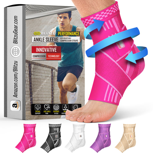 Ankle Brace With Adjustable Compression Support Strap for Achilles Tendonitis, Joint Pain Relief. Ankle Wrap for Women & Men. Sprained Ankle & Protectors Sleeve Heel Pain, Foot Arch