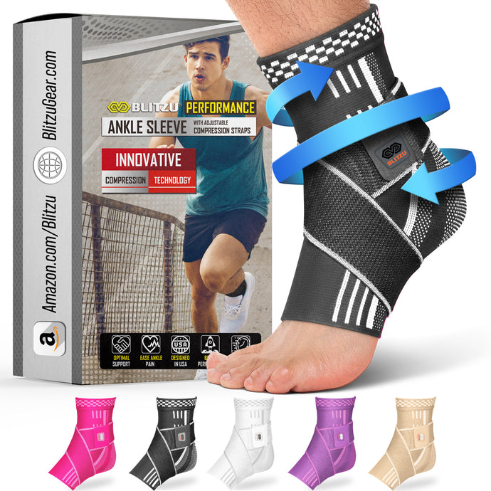 Ankle Brace With Adjustable Compression Support Strap for Achilles Tendonitis, Joint Pain Relief. Ankle Wrap for Women & Men. Sprained Ankle & Protectors Sleeve Heel Pain, Foot Arch