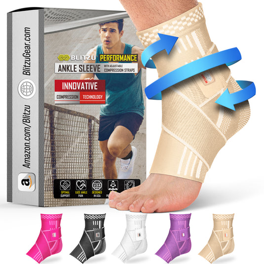 Ankle Brace With Adjustable Compression Support Strap for Achilles Tendonitis, Joint Pain Relief. Ankle Wrap for Women & Men. Sprained Ankle & Protectors Sleeve Heel Pain, Foot Arch
