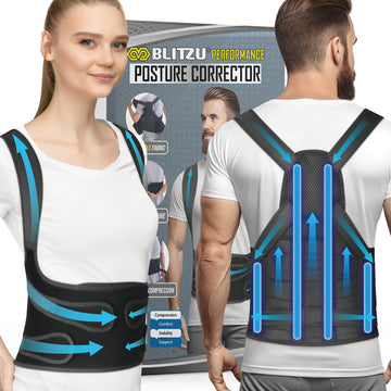 Load image into Gallery viewer, BLITZU Back Brace Posture Corrector for Women and Men. Shoulder Straightener, Adjustable Full Back Support. Upper and Lower Back Pain Relief for Neck Hump, Scoliosis, Spine &amp; Hunchback Correction
