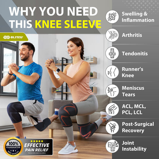 Knee Sleeves for Arthritis, Bursitis, Swelling & Knee Pain, Running or Working Out