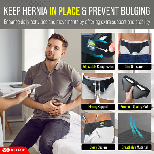 BLITZU Bilateral Inguinal and Femoral Hernia Belt for Men & Women
