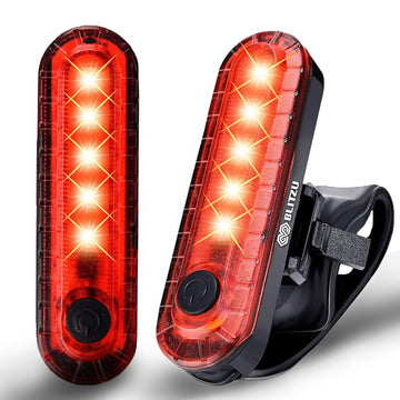 Load and play video in Gallery viewer, USB-C Rechargeable Bike Tail Light 2 Pack, Cyborg 120T Bright Red LED Bicycle Rear Light, Waterproof Helmet Lights, Cycling Flashlight Safety Reflectors Accessories, Fits Adult, Kids MTB
