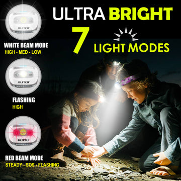 Load image into Gallery viewer, Led Headlamp Flashlight Camping Accessories for Kids. Bright Cree Outdoor Headlight Headlamps. Head Lamp with Red Safety Light. for Running, Camping, Reading, Hiking at Night Time
