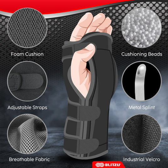 Volar Wrist Splint | Carpal Tunnel Wrist Brace With Night Support Splint & Cushion Pad