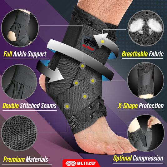 Lace-Up Ankle Brace | For Ankle Sprains & Strains, Instability, Pain Relief, Recovery & Prevention