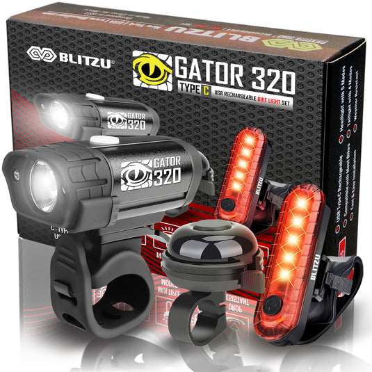 Gator 320 Bike Light Set with Bell & LED